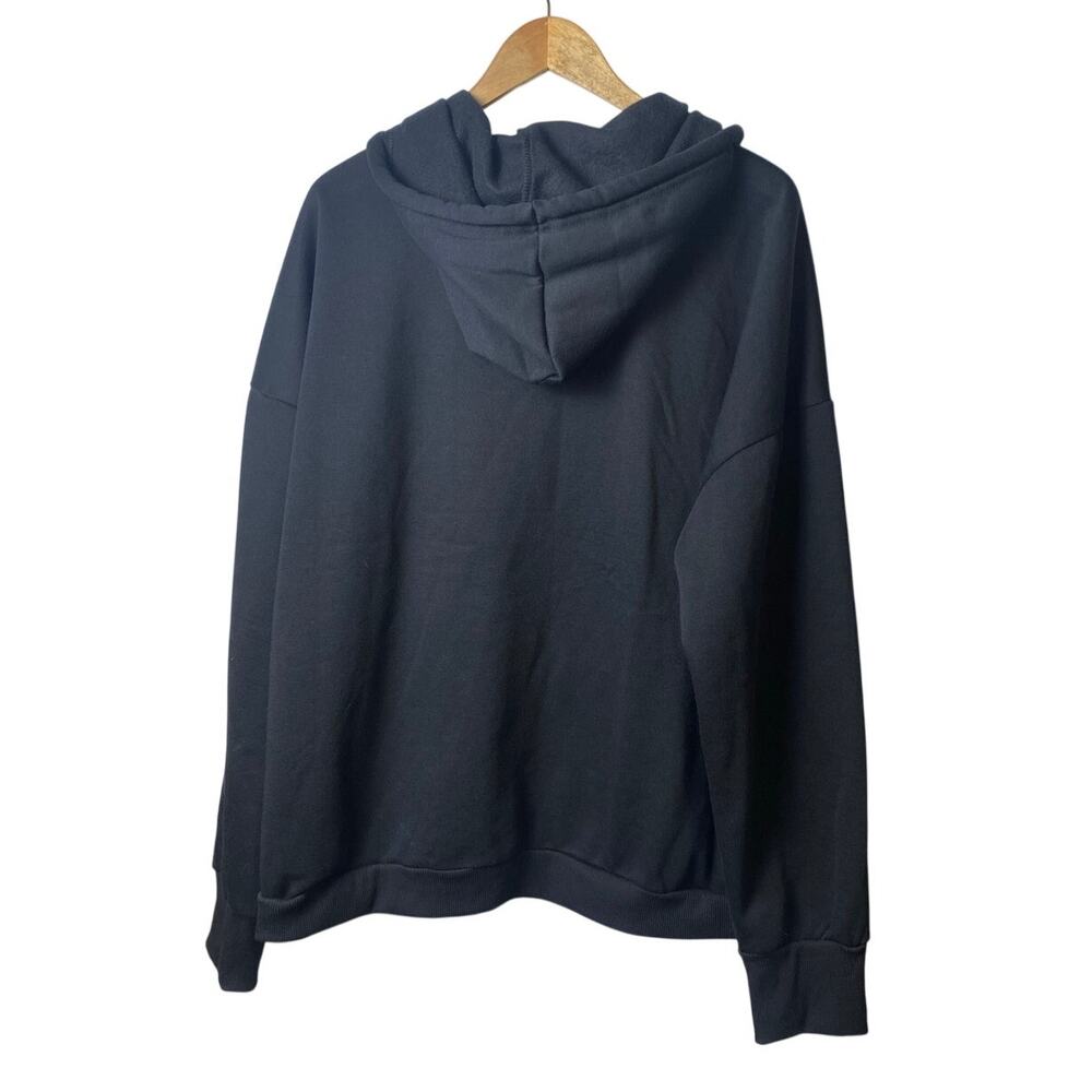 Bebe Sport Silver Sparkle Logo Black Pullover Hoodie Women's Size 3X NWT - Picture 2 of 9